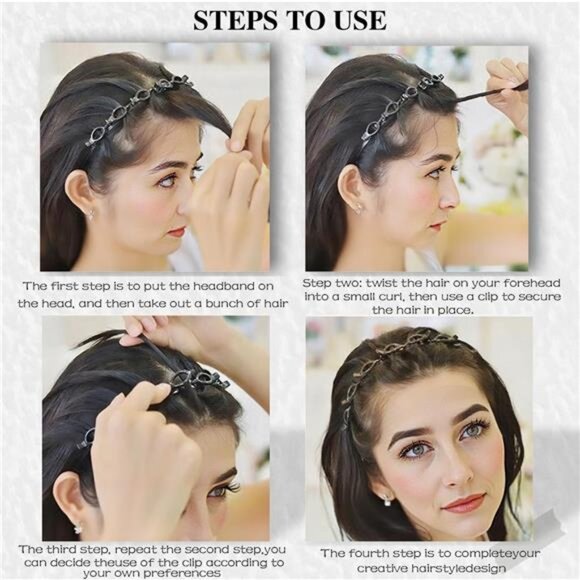 2 Pcs Bangs Hairstyle Hairpin Headband, Professional Weave Bangs Clip - Picture 4 of 6